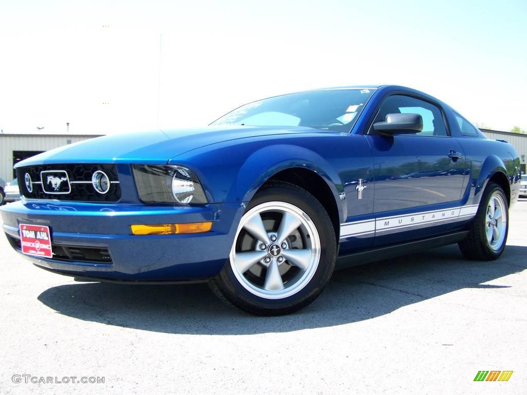 2007 Mustang V6 Premium Coupe - Vista Blue Metallic / Light Graphite photo #7