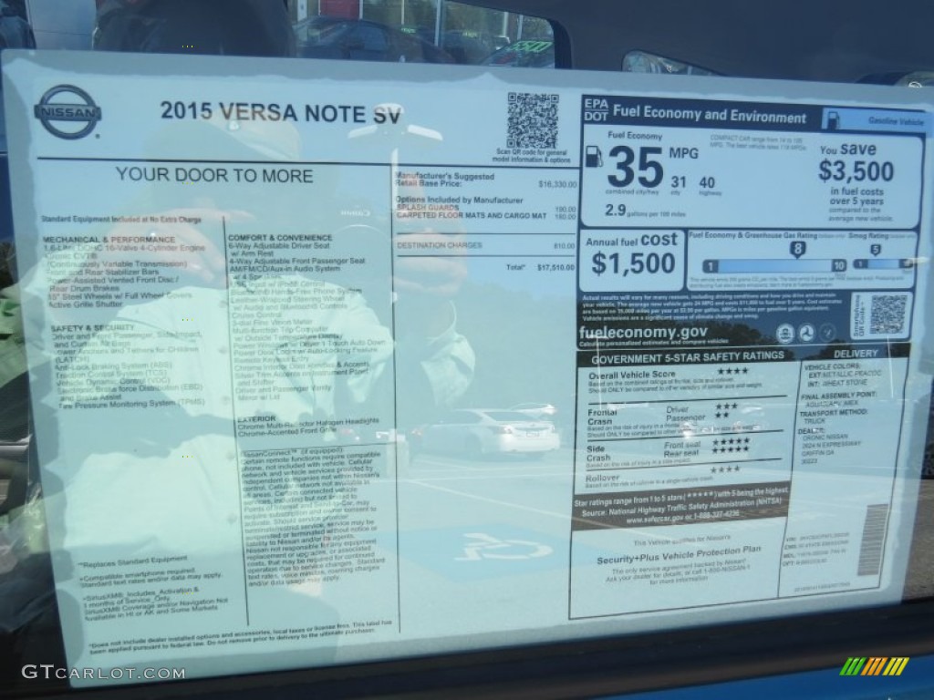 2015 Nissan Versa Note SV Window Sticker Photo #95862583