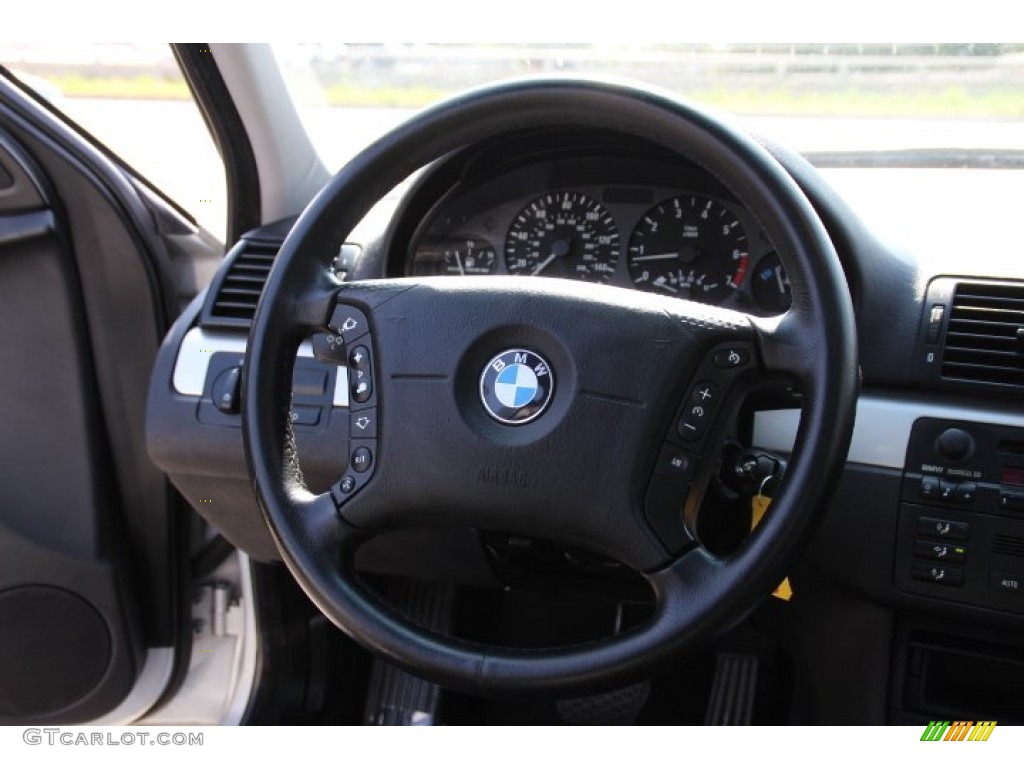 2002 BMW 3 Series 325i Sedan Black Steering Wheel Photo #95884621