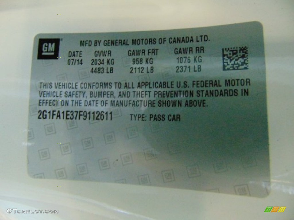 2015 Chevrolet Camaro LS Coupe Info Tag Photo #95896217