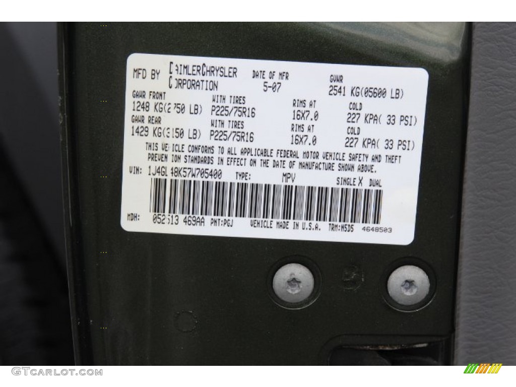 2007 Jeep Liberty Sport 4x4 Color Code Photos