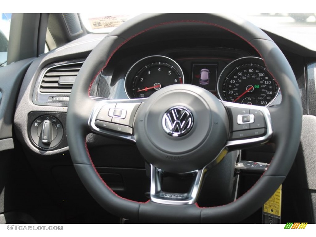 2015 Volkswagen Golf GTI 4-Door 2.0T S Interlagos Cloth Steering Wheel Photo #95905939