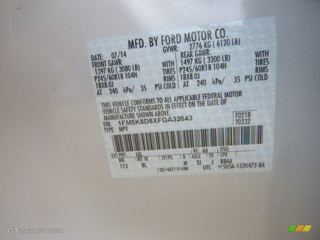 2015 Explorer XLT 4WD - White Platinum / Medium Light Stone photo #19