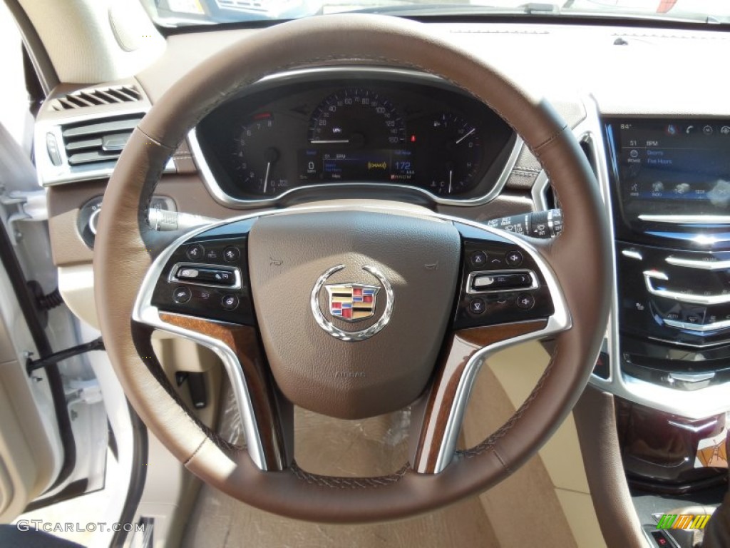 2015 Cadillac SRX Luxury AWD Shale/Brownstone Steering Wheel Photo #95921773