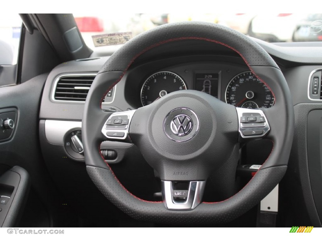 2014 Volkswagen Jetta GLI Titan Black Steering Wheel Photo #95921989