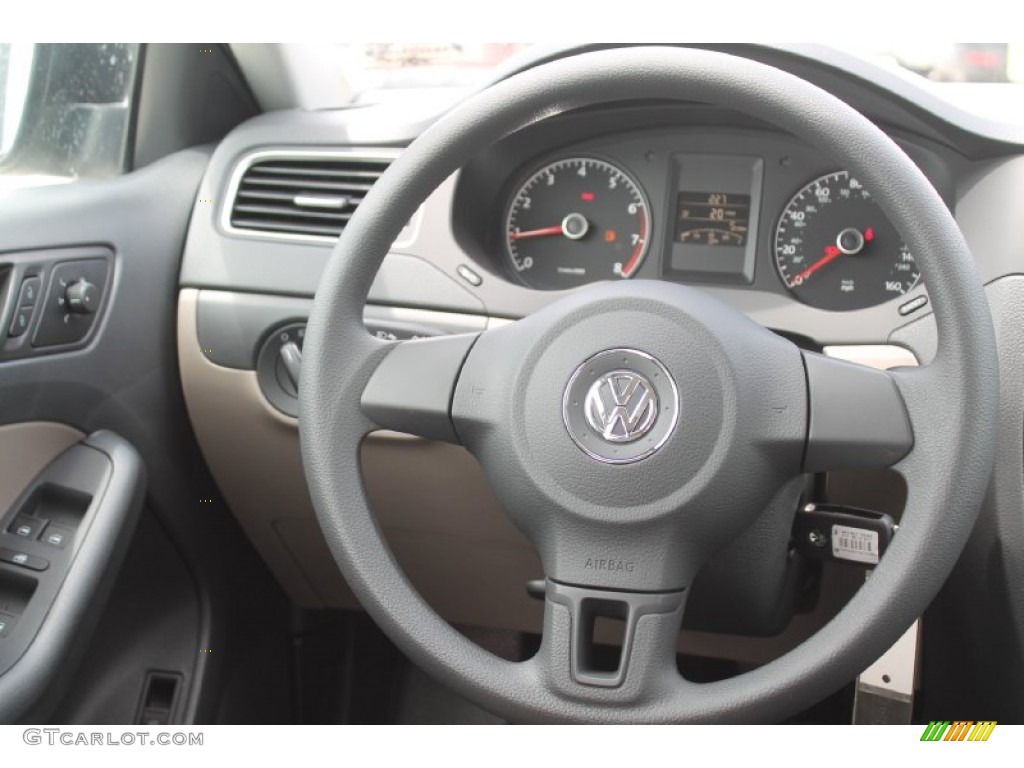 2014 Volkswagen Jetta S Sedan Latte Macchiato Steering Wheel Photo #95923576