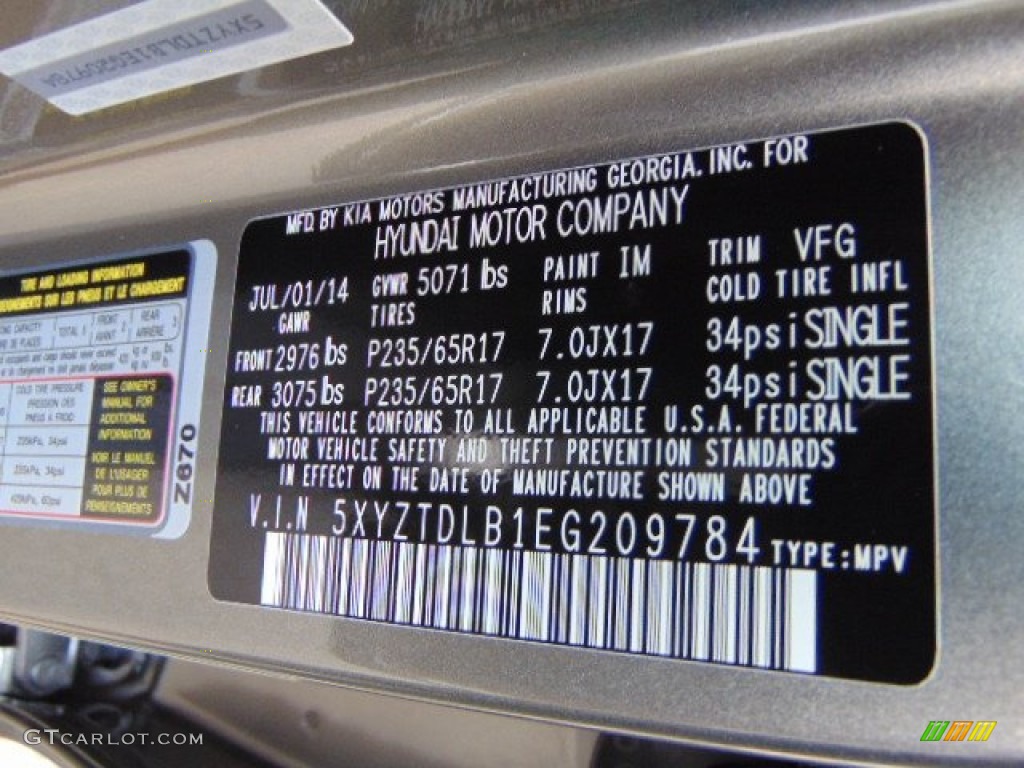 2014 Santa Fe Sport Color Code IM for Mineral Gray Photo #95930161