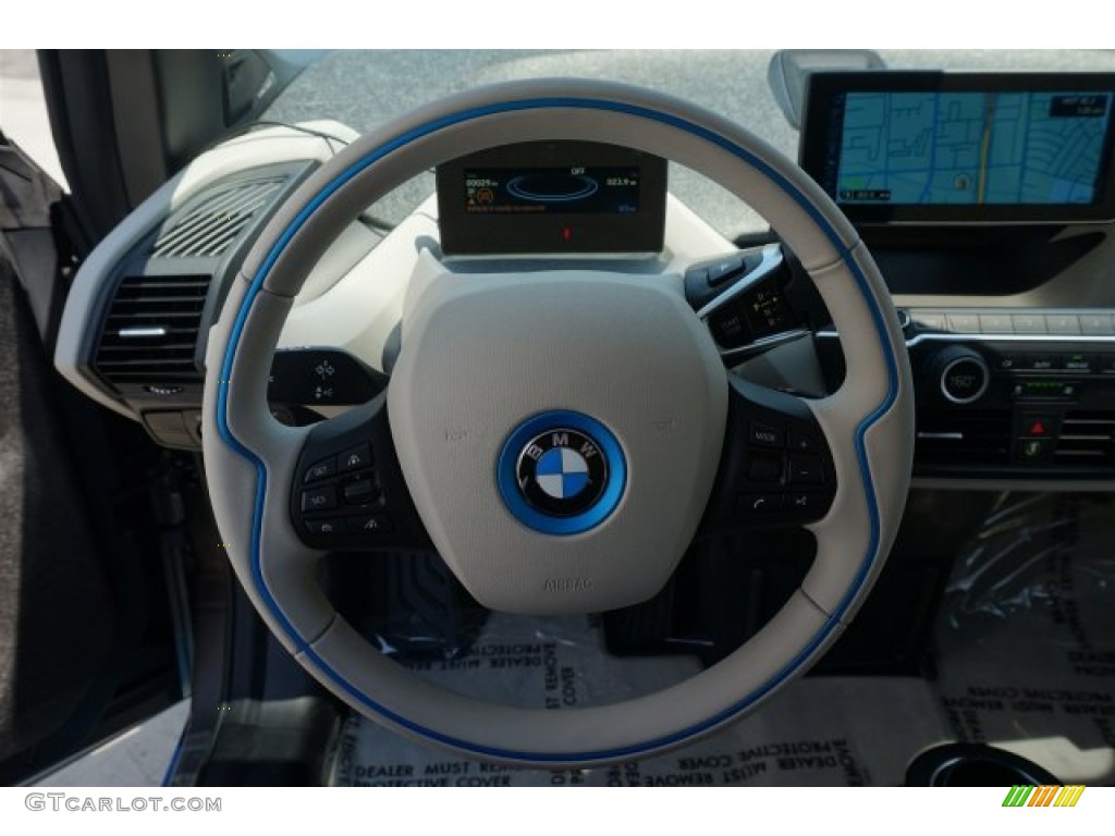 2014 BMW i3 with Range Extender Mega Carum Spice Grey Sensatec/Carum Spice Grey Cloth Steering Wheel Photo #95936617