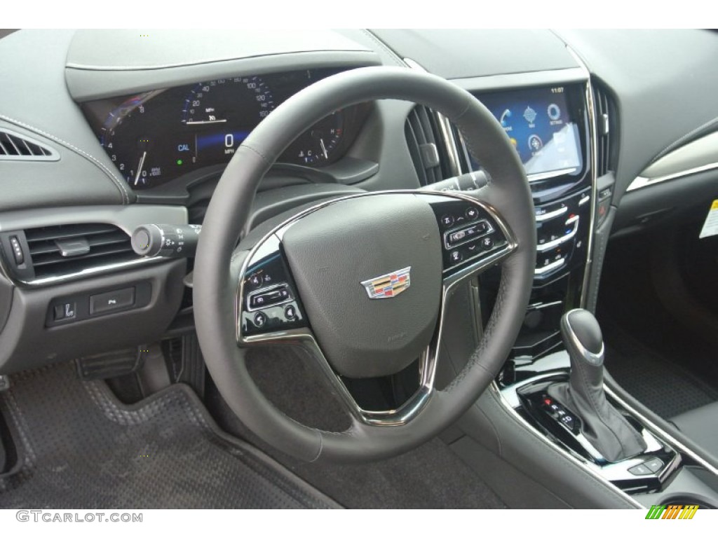 2015 Cadillac ATS 2.5 Luxury Sedan Jet Black/Jet Black Steering Wheel Photo #95942173