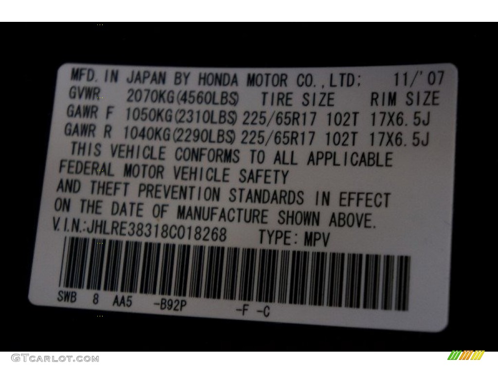 2008 CR-V LX - Nighthawk Black Pearl / Ivory photo #22