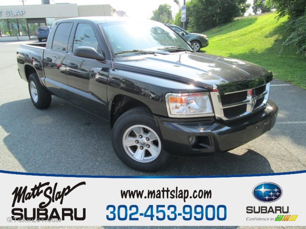 2008 Dakota SLT Crew Cab 4x4 - Brilliant Black / Dark Slate Gray/Medium Slate Gray photo #1