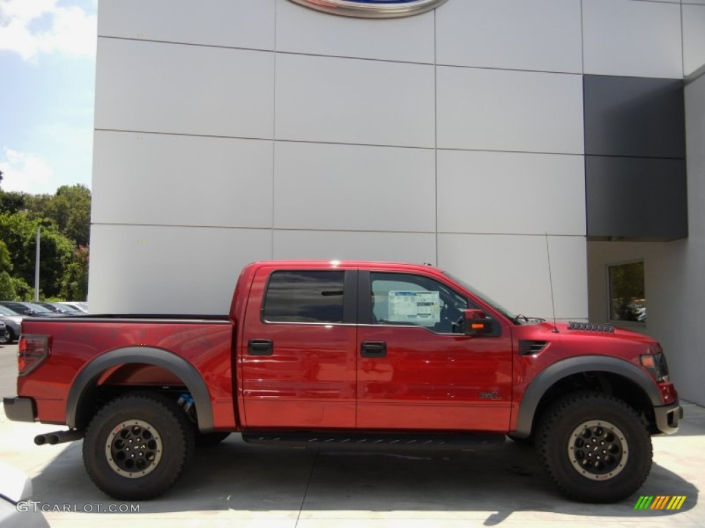 2014 F150 SVT Raptor SuperCrew 4x4 - Ruby Red / Raptor Special Edition Black/Brick Accent photo #3