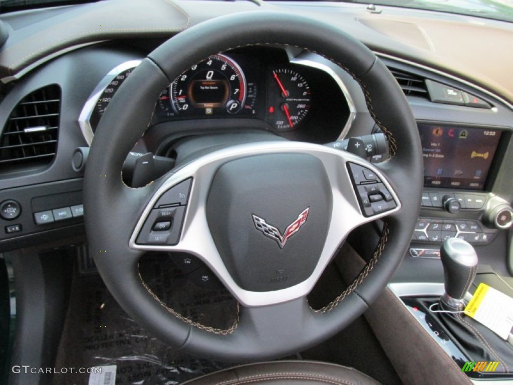 2014 Chevrolet Corvette Stingray Convertible Z51 Premiere Edition Premire Edition Brownstone Suede Steering Wheel Photo #95964668