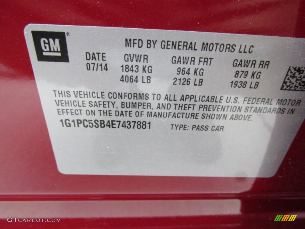 2014 Cruze LT - Crystal Red Tintcoat / Medium Titanium photo #19