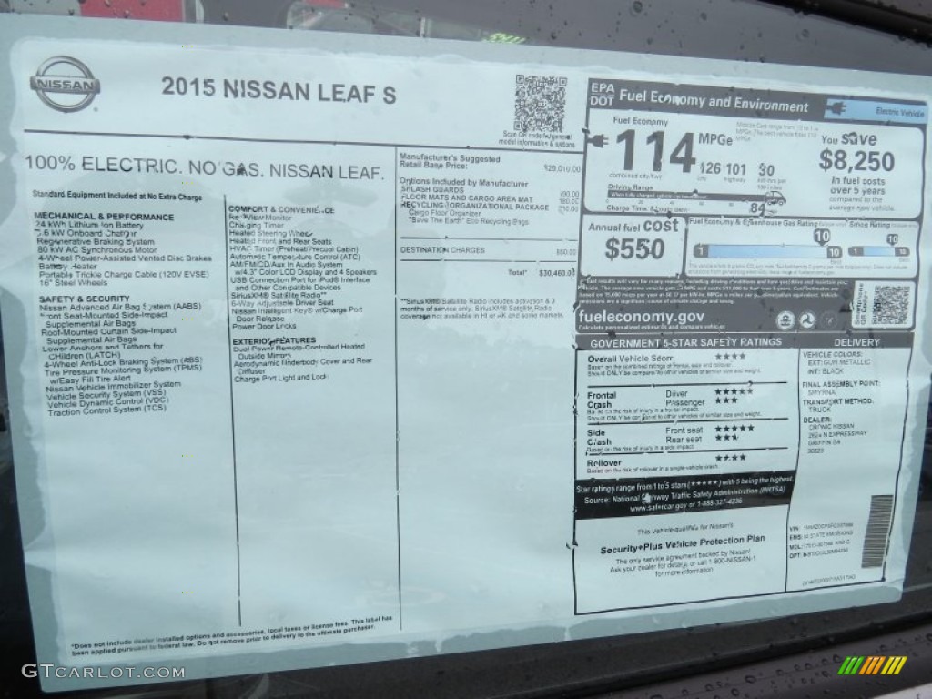 2015 Nissan LEAF S Window Sticker Photo #95977787