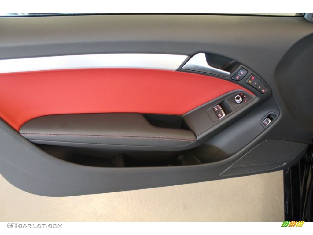 2015 Audi S5 3.0T Premium Plus quattro Coupe Black/Magma Red Door Panel Photo #95979211