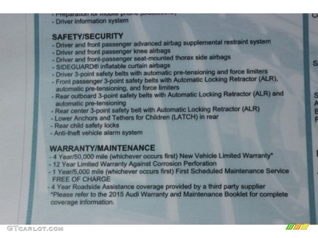 2015 Audi A3 1.8 Premium Plus Window Sticker Photo #95986393