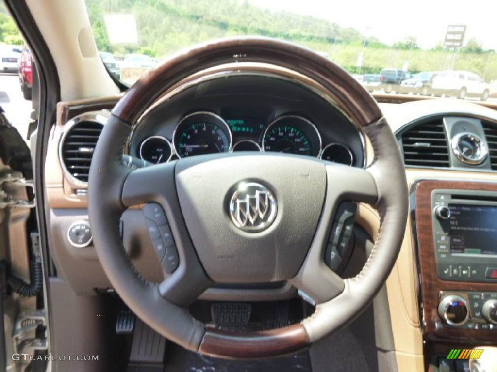 2015 Buick Enclave Leather Choccachino/Cocoa Steering Wheel Photo #95987803