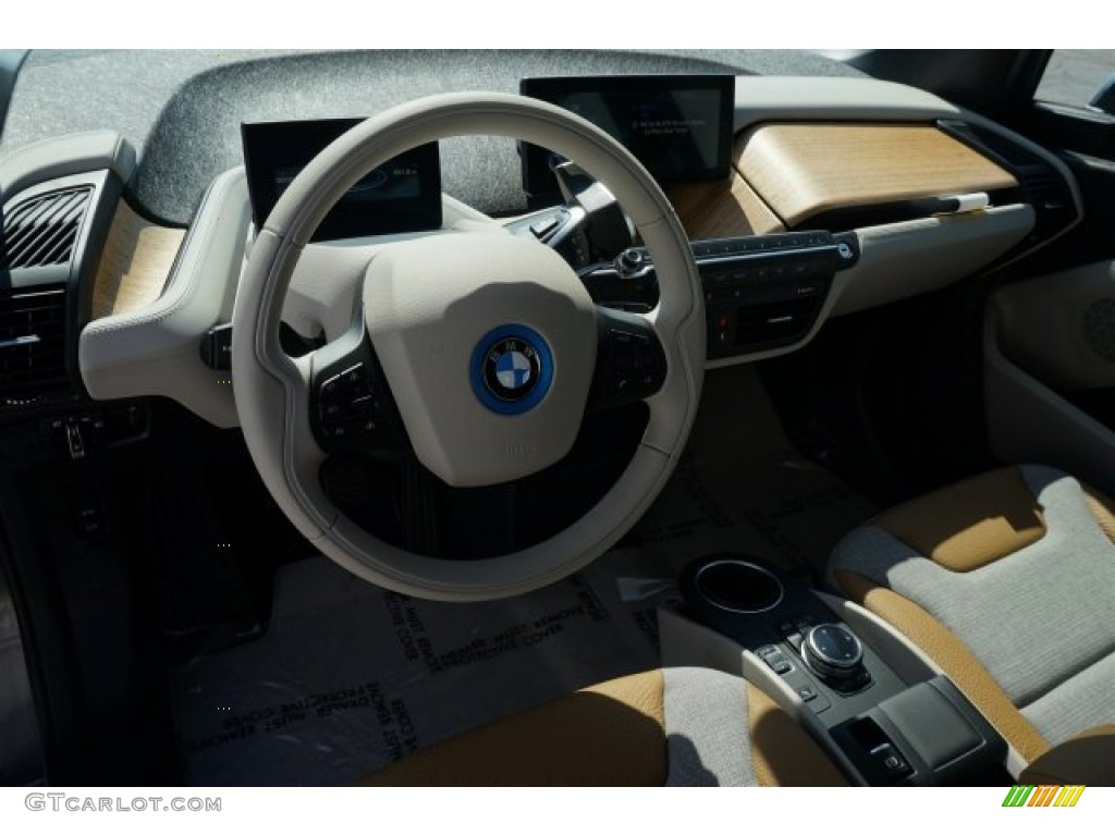 Giga Cassia Natural Leather/Carum Spice Grey Wool Cloth Interior 2014 BMW i3 Standard i3 Model Photo #96003195