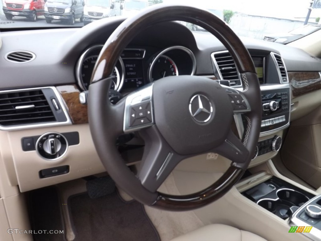 2012 Mercedes-Benz ML 350 4Matic Almond Beige Steering Wheel Photo #96010425