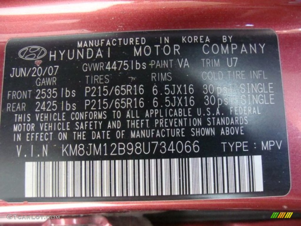 2008 Tucson GLS - Mesa Red / Gray photo #29