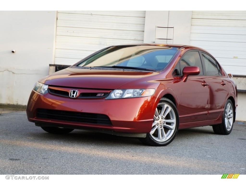 2007 Civic Si Sedan - Habanero Red Pearl / Black photo #1