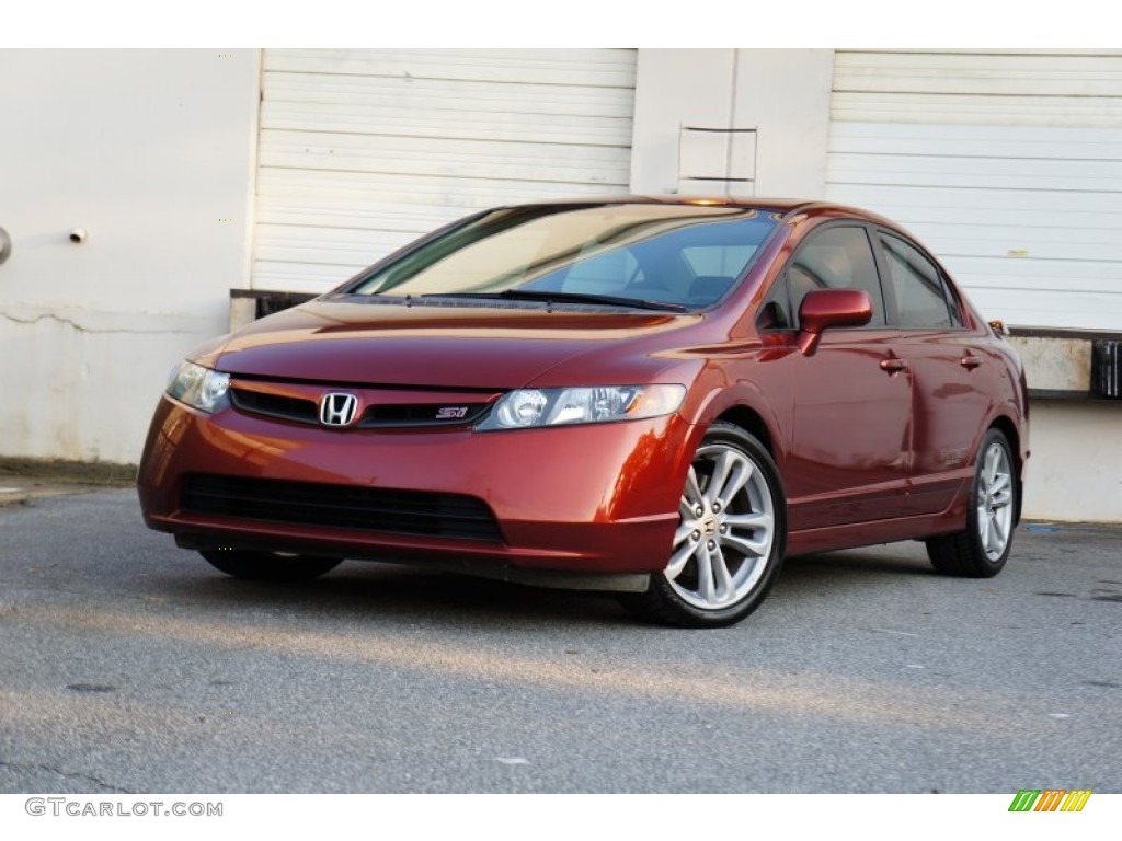 2007 Civic Si Sedan - Habanero Red Pearl / Black photo #2
