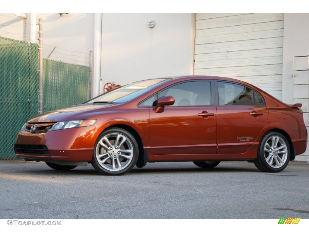 2007 Civic Si Sedan - Habanero Red Pearl / Black photo #3