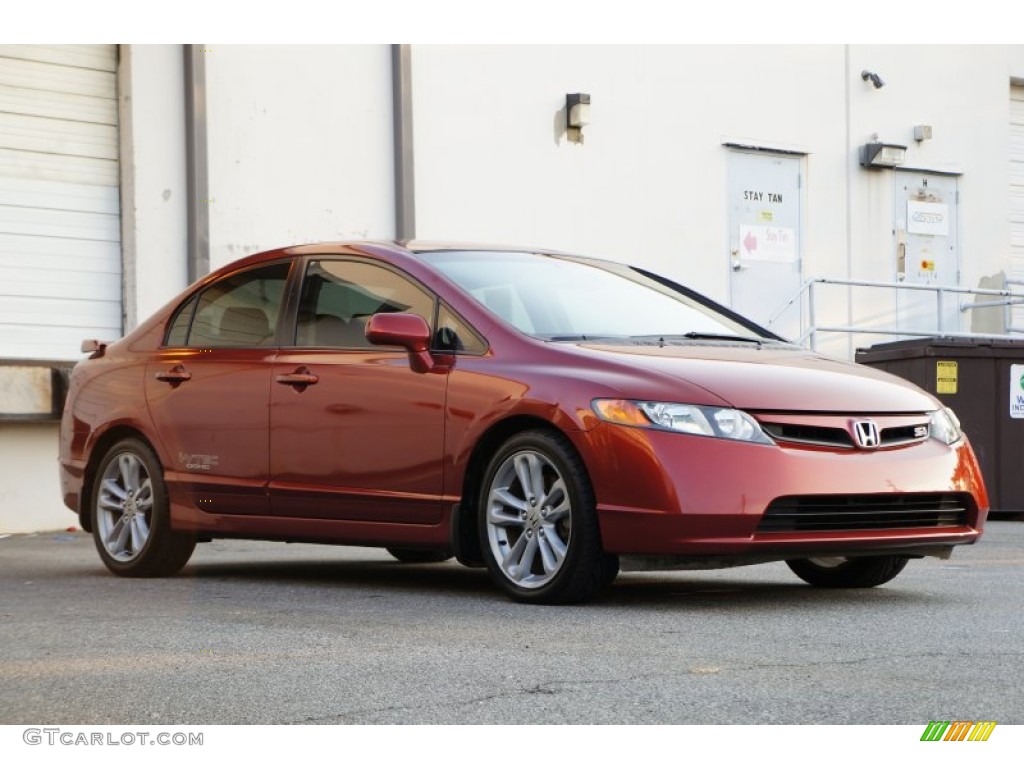 2007 Civic Si Sedan - Habanero Red Pearl / Black photo #5