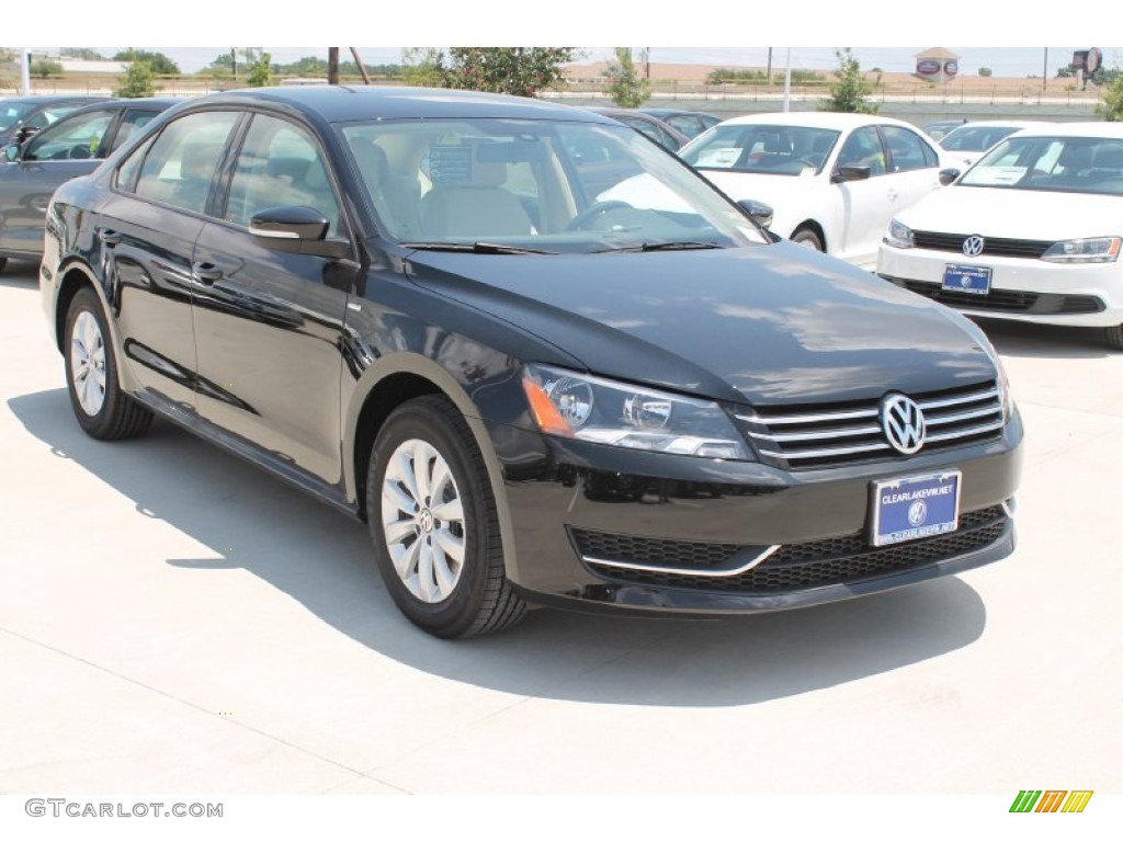 2014 Passat 1.8T Wolfsburg Edition - Black / Cornsilk Beige photo #1