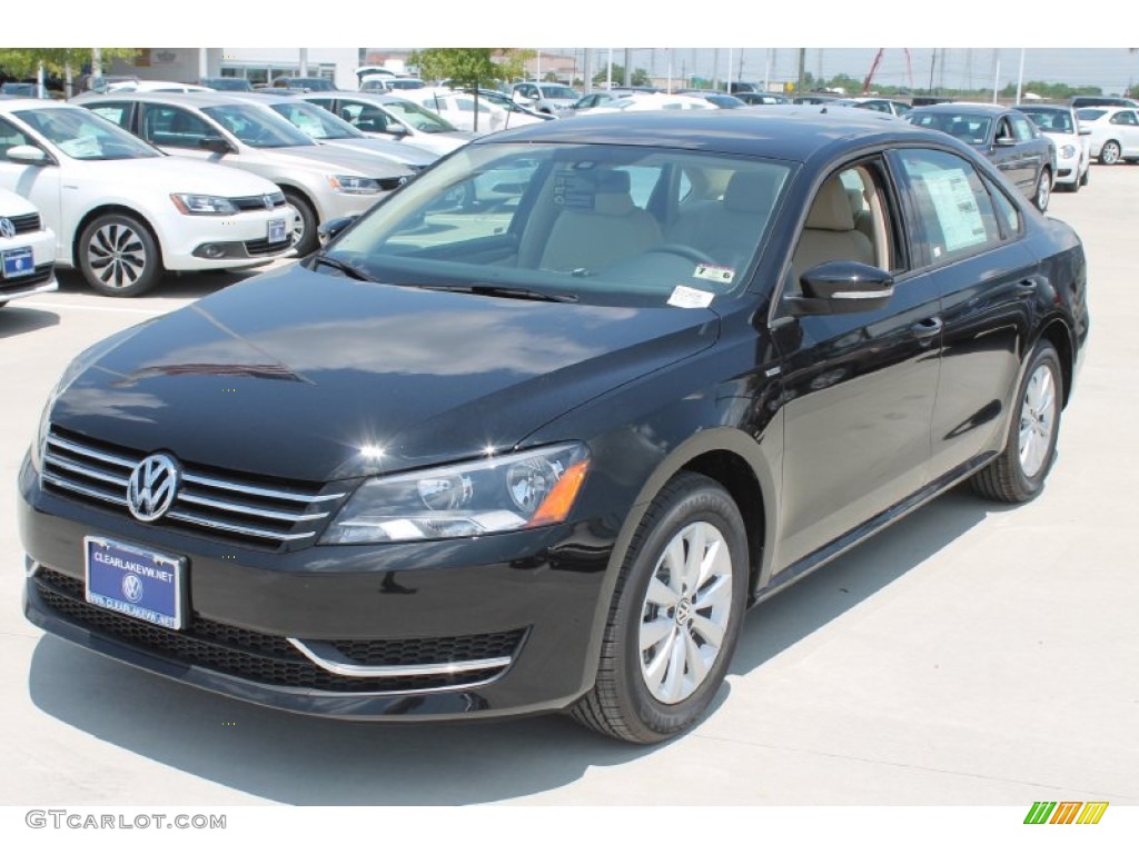 2014 Passat 1.8T Wolfsburg Edition - Black / Cornsilk Beige photo #3