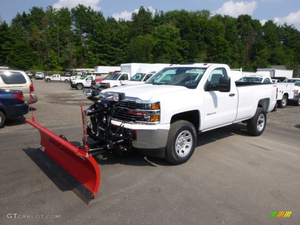 Summit White 2015 Chevrolet Silverado 3500HD WT Regular Cab 4x4 Plow Truck Exterior Photo #96039135