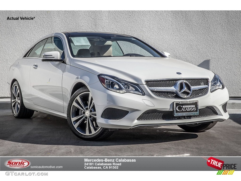 2014 E 350 Coupe - Polar White / Silk Beige/Espresso Brown photo #1