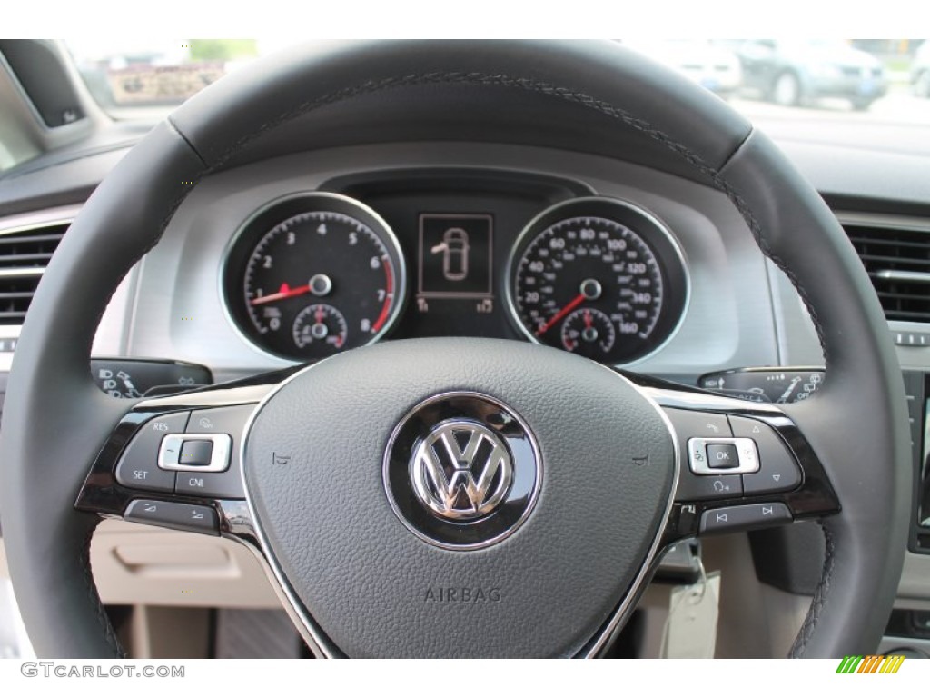 2015 Volkswagen Golf 4 Door 1.8T SE Beige Steering Wheel Photo #96051057