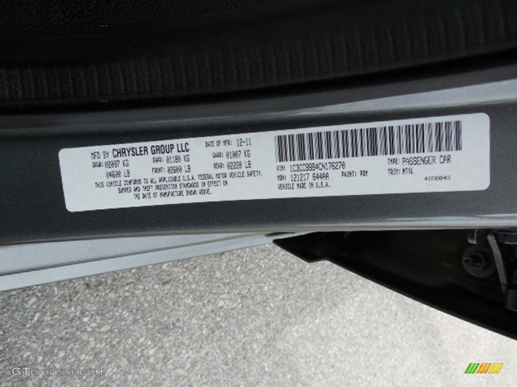 2012 200 Touring Sedan - Tungsten Metallic / Black/Light Frost photo #22