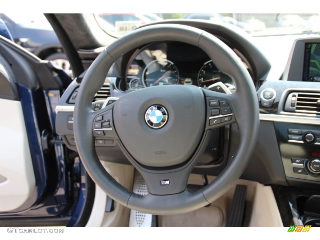 2014 BMW 6 Series 650i xDrive Gran Coupe Ivory White Steering Wheel Photo #96059166