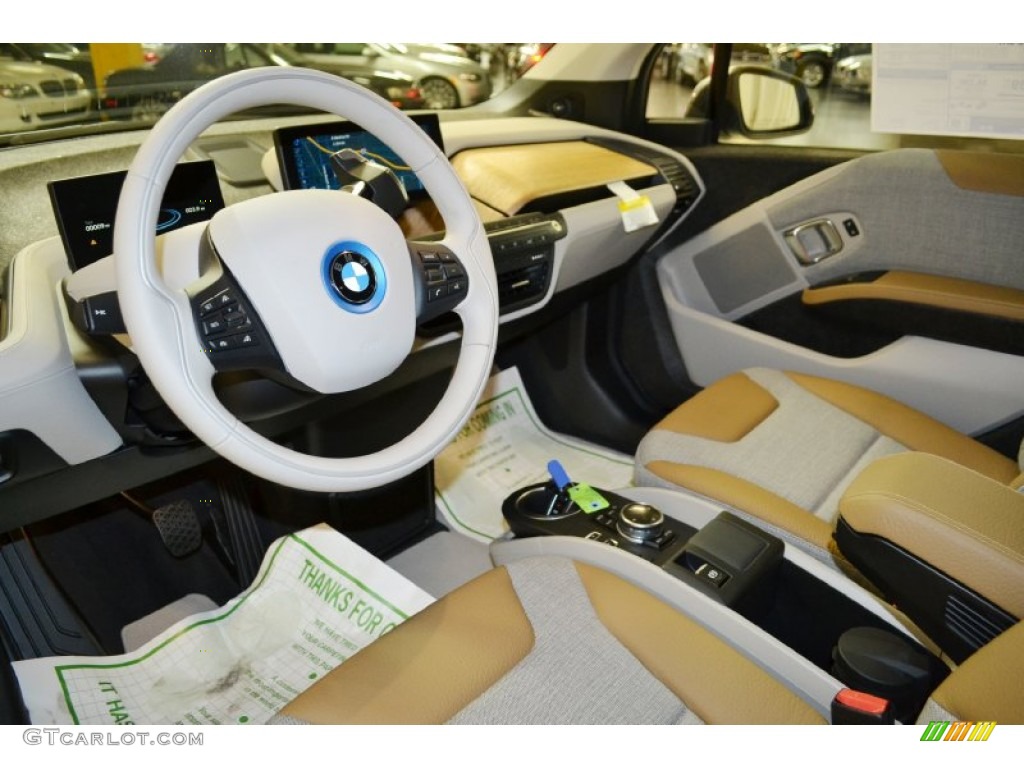 2014 i3 with Range Extender - Andesite Silver Metallic / Giga Cassia Natural Leather/Carum Spice Grey Wool Cloth photo #6