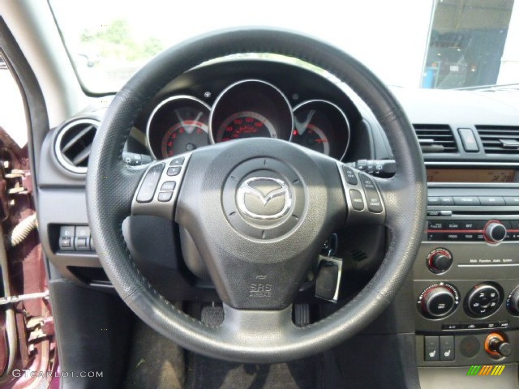 2008 Mazda MAZDA3 s Grand Touring Hatchback Black Steering Wheel Photo #96061587