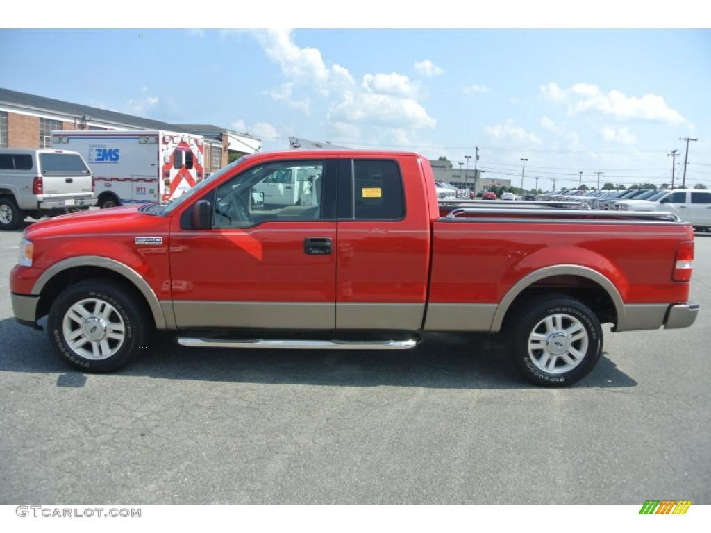 2004 F150 Lariat SuperCab - Bright Red / Tan photo #3