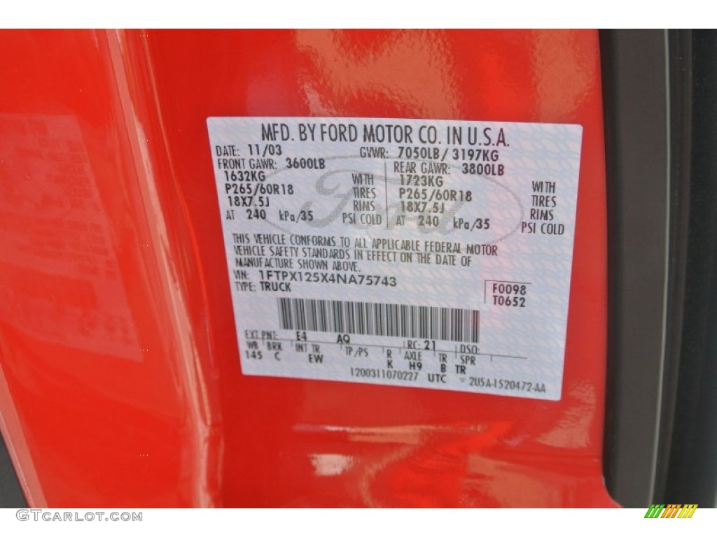 2004 F150 Lariat SuperCab - Bright Red / Tan photo #8