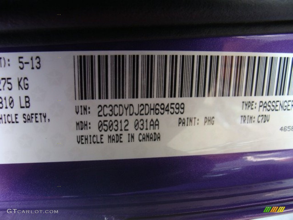 2013 Challenger Color Code PHG for Plum Crazy Pearl Photo #96070806