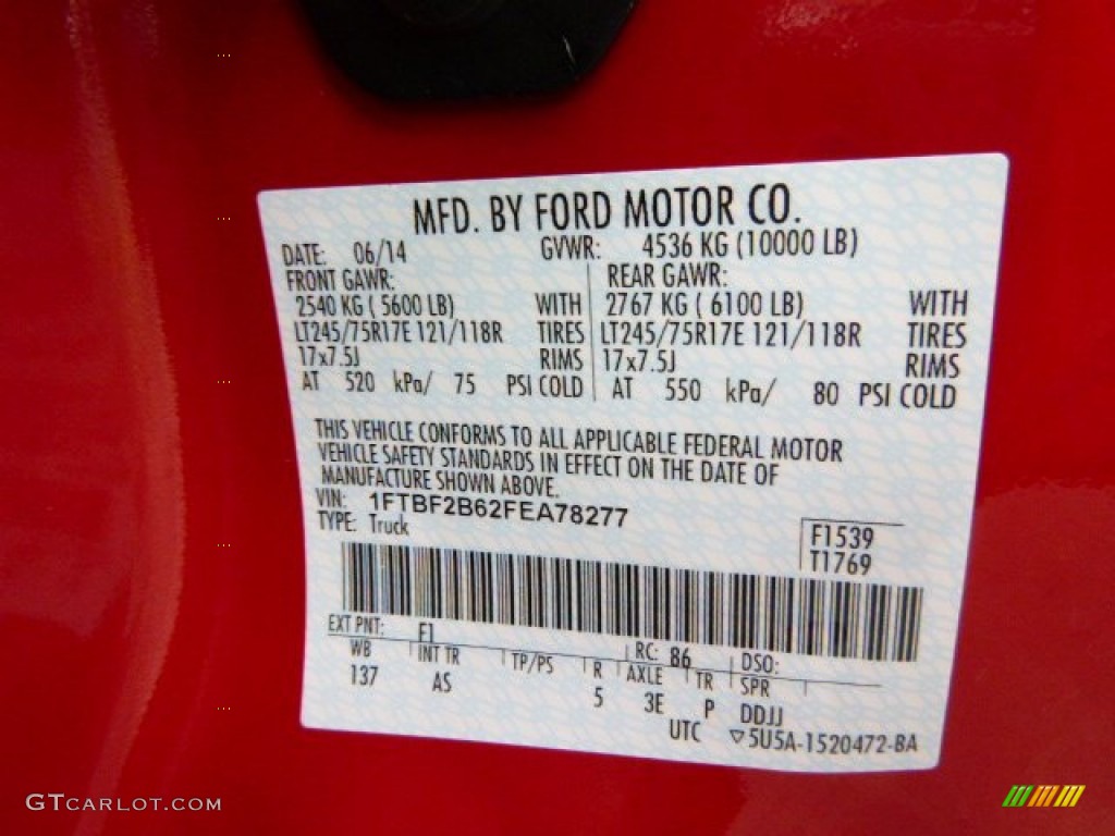 2015 Ford F250 Super Duty XL Regular Cab 4x4 Color Code Photos