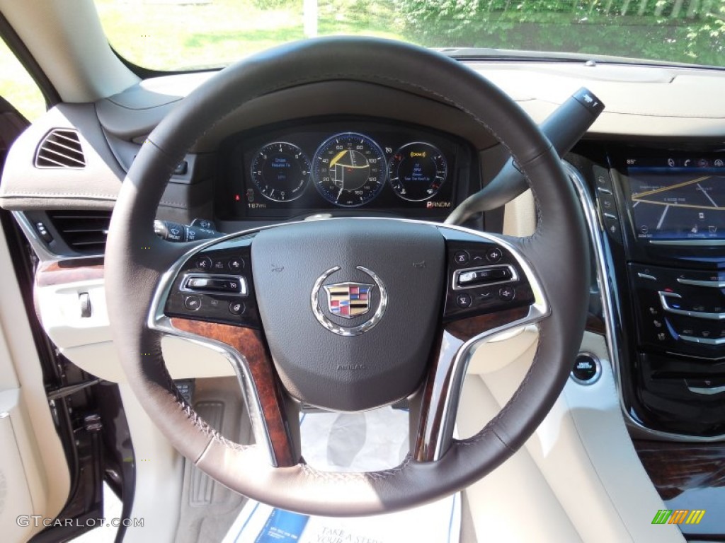 2015 Cadillac Escalade ESV Luxury 4WD Shale/Cocoa Steering Wheel Photo #96077481