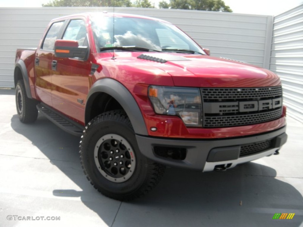 2014 F150 SVT Raptor SuperCrew 4x4 - Ruby Red / Raptor Special Edition Black/Brick Accent photo #2