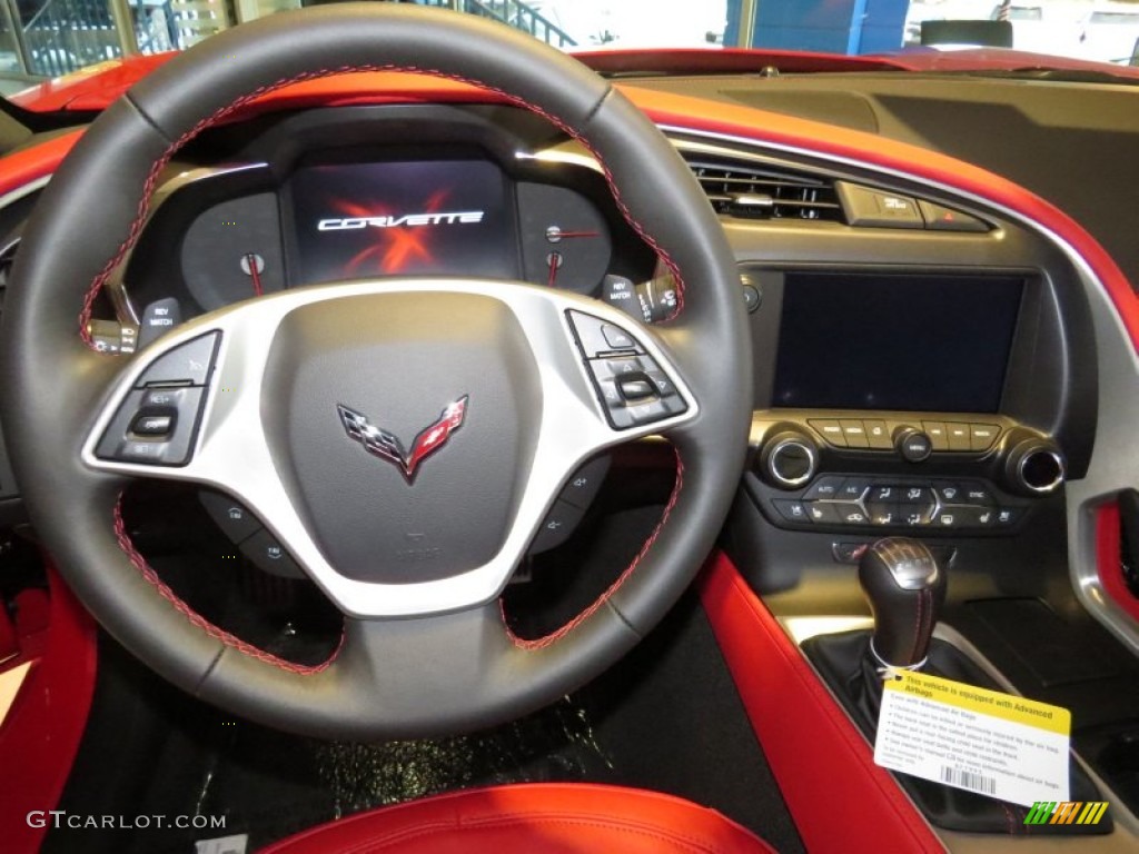 2014 Chevrolet Corvette Stingray Coupe Z51 Adrenaline Red Steering Wheel Photo #96082989