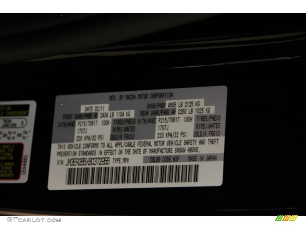 2011 CX-7 i Sport - Brilliant Black / Black photo #15