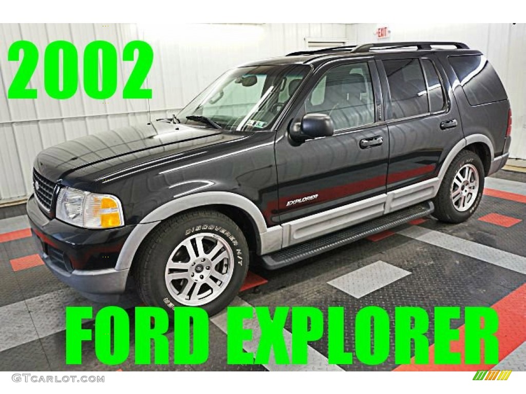 2002 Explorer XLT 4x4 - Black Clearcoat / Graphite photo #1