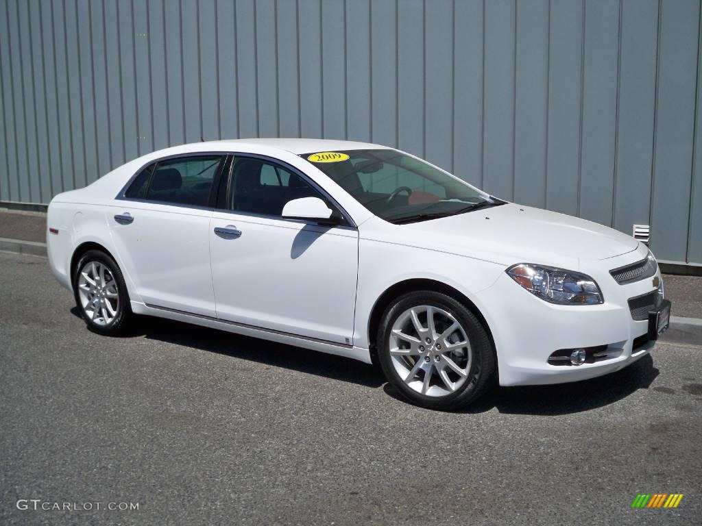 2009 Malibu LTZ Sedan - Summit White / Ebony/Brick photo #1