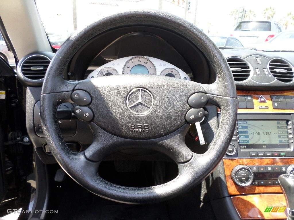 2006 Mercedes-Benz CLK 500 Cabriolet Black Steering Wheel Photo #96112438