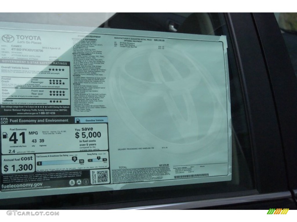 2014 Camry Hybrid LE - Attitude Black Metallic / Ivory photo #10